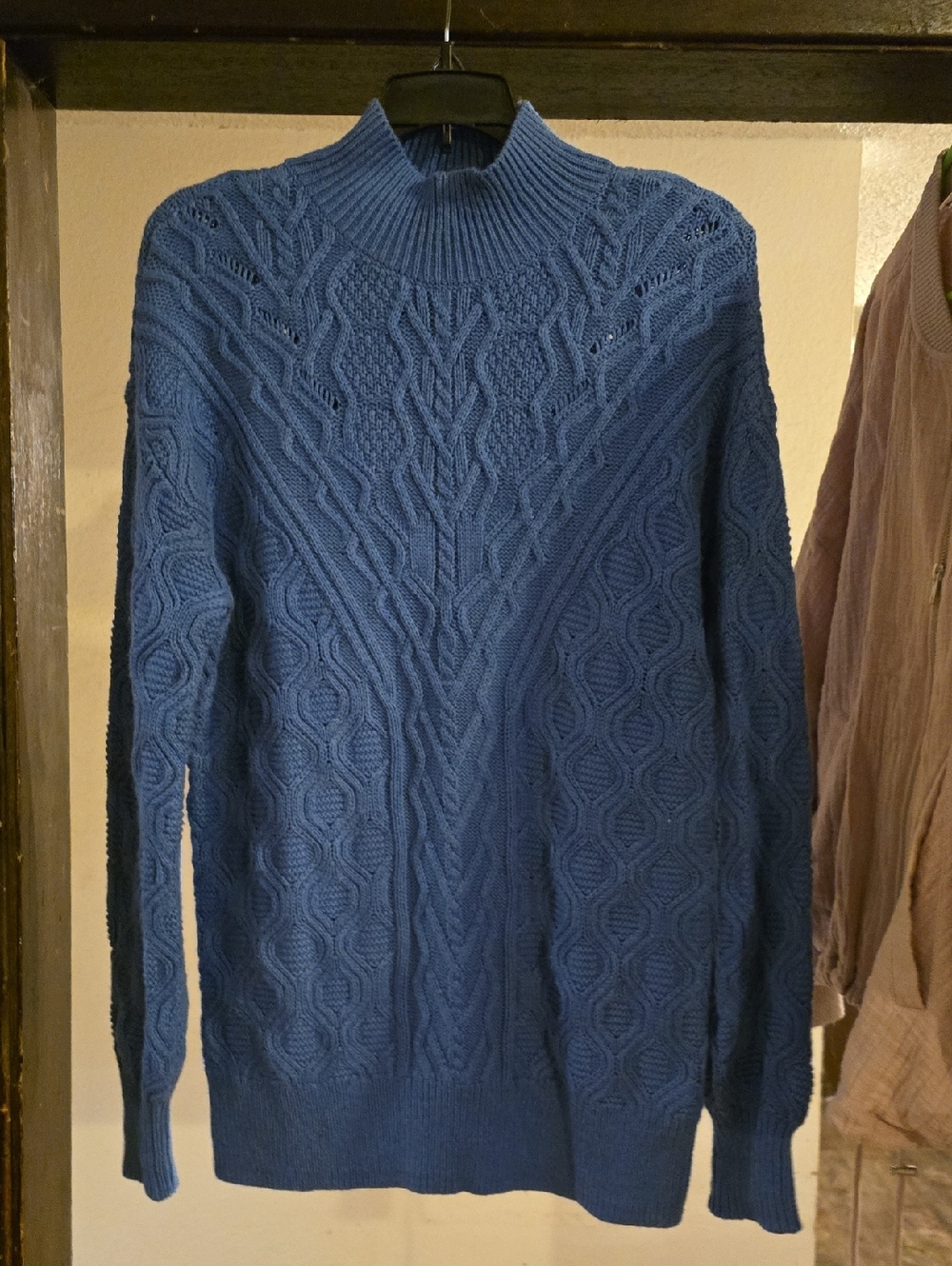 Talbots Blue Cable-Knit Turtleneck Sweater